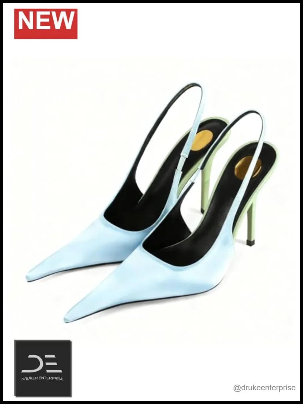 Satin Slingback Pumps Pointed Toe Stiletto Heels Colorblock Evening Wedding